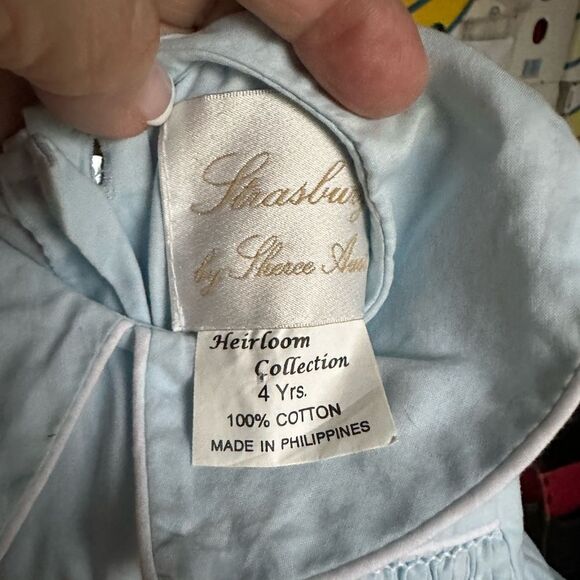 Strasburg Light Blue Baby Romper with Peter Pan Collar - Picture 3 of 4